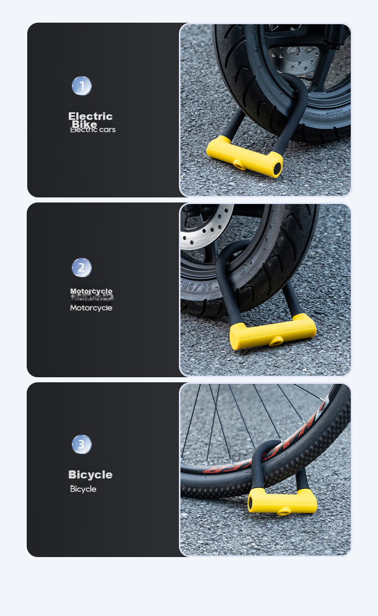 Move Iron Electric Bicycle Lock, U-Shaped Double-Opening Lock for Motorcycles And General Use, Silicone Waterproof Anti-Pry Anti-Theft Lock, Hydraulic Cut-Resistant Cycling Equipment Accessory [Extended Version] 17
