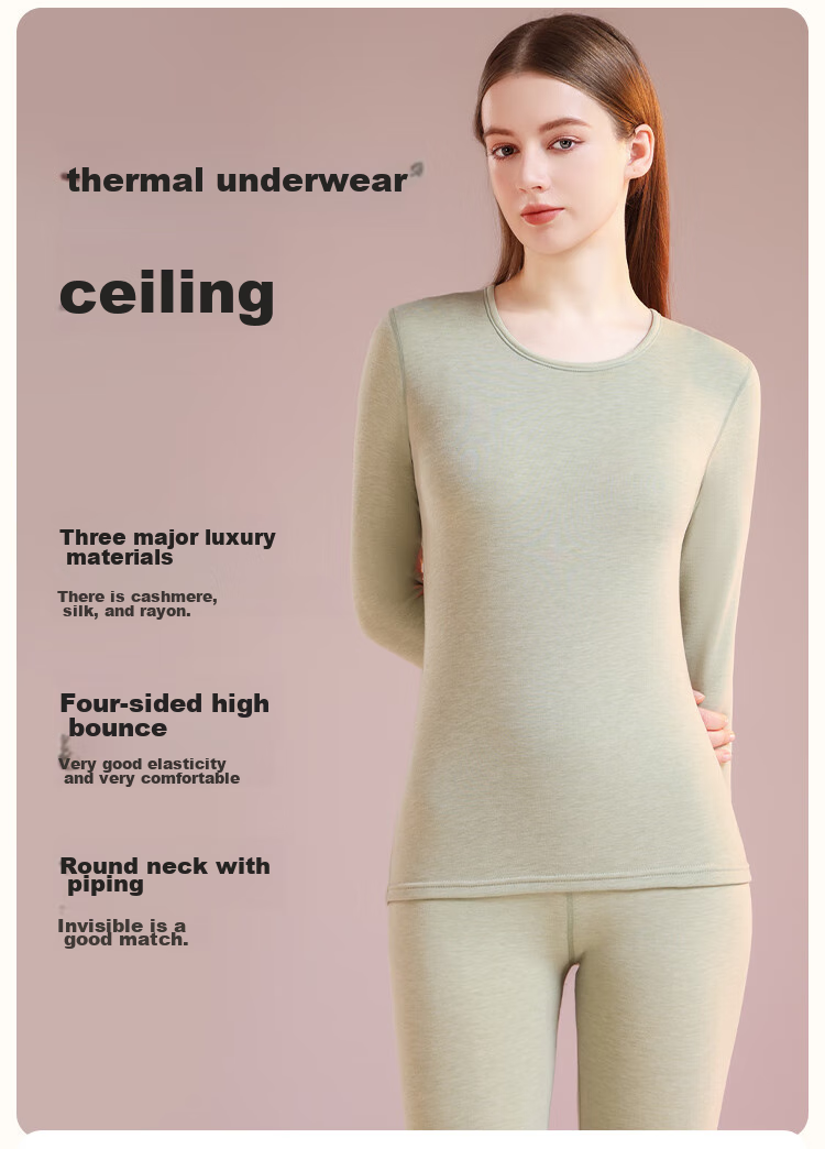 Dushiliren 26 New Thermal Underwear for Women, German Velvet Modal Heat-Generating Cashmere Silk Set, Thickened Autumn Top And Pants, Winter Seaso 8