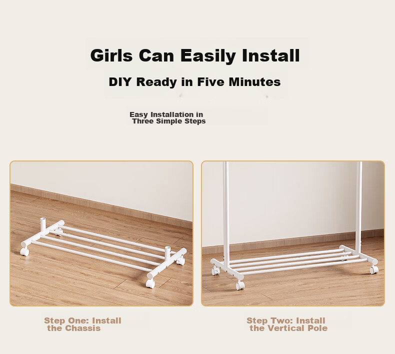 QIAONAMEI Clothes Drying Rack, Floor-Standing Hanger, Bedroom Balcony Drying Pole, Dormitory Clothes Hanger, Quilt And Clothing Drying Rack, 2266 16