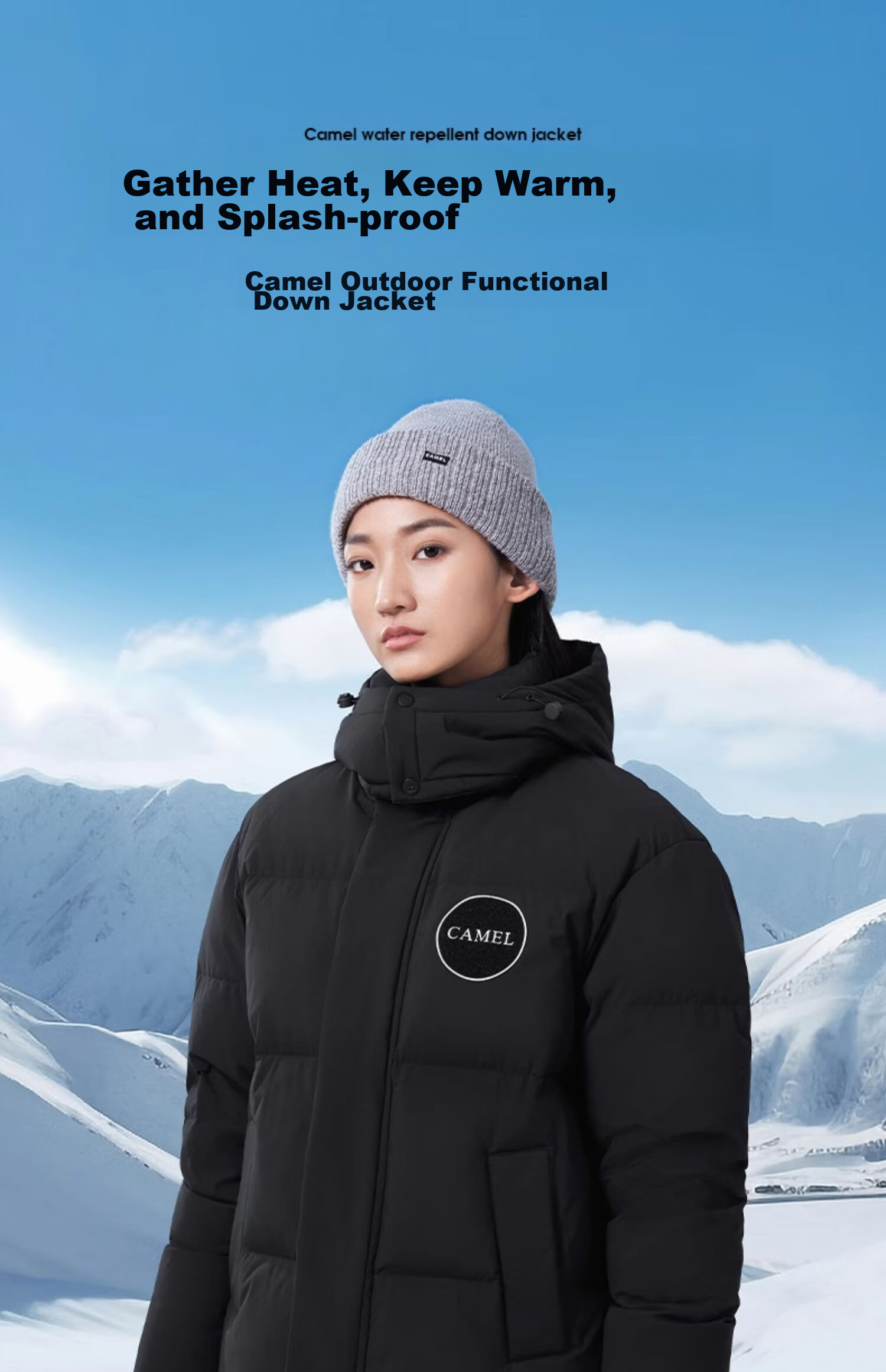 CAMEL Outdoor down Jacket, Autumn And Winter New Style for Men And Women, Windproof, Water-Repellent, Cold-Resistant, Warm, High-Fill Power Puffer Jacket, XS 2
