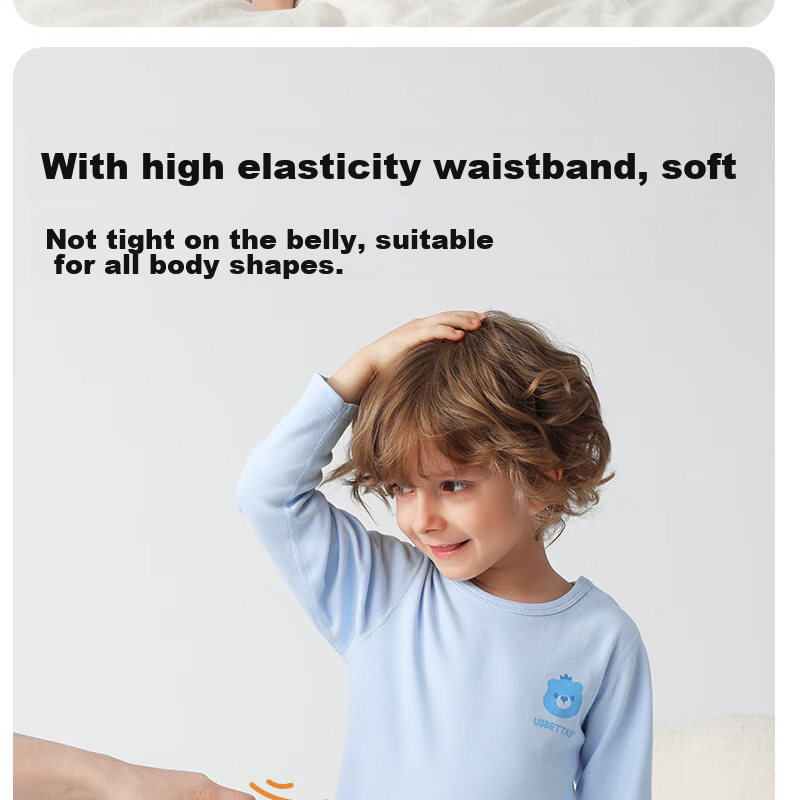 Beitaisi Children's Autumn Underwear Set, Baby Pure Cotton Thermal Underwear, Infant Autumn Clothing Set, Solid Color Style, Cat Belly Cotto 10