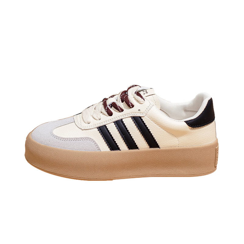 La Chapelle Women's Shoes, Thick-Soled Casual Shoes for Women, Versatile Lightweight Sneakers, Beige, Size 37
