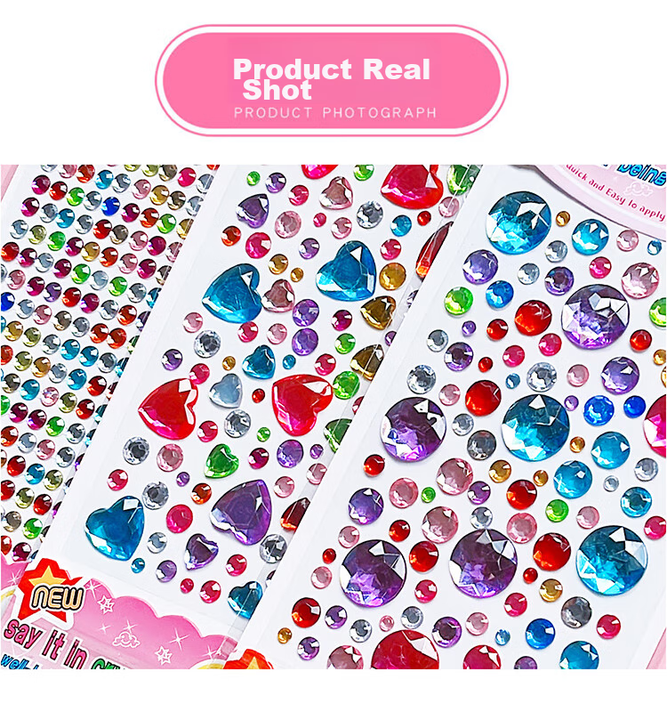 Danmiqi Children's Sticker Toys, Girls' DIY Diamond Large Gemstone Stickers, Crystal Princess Reward Stickers Gift 3