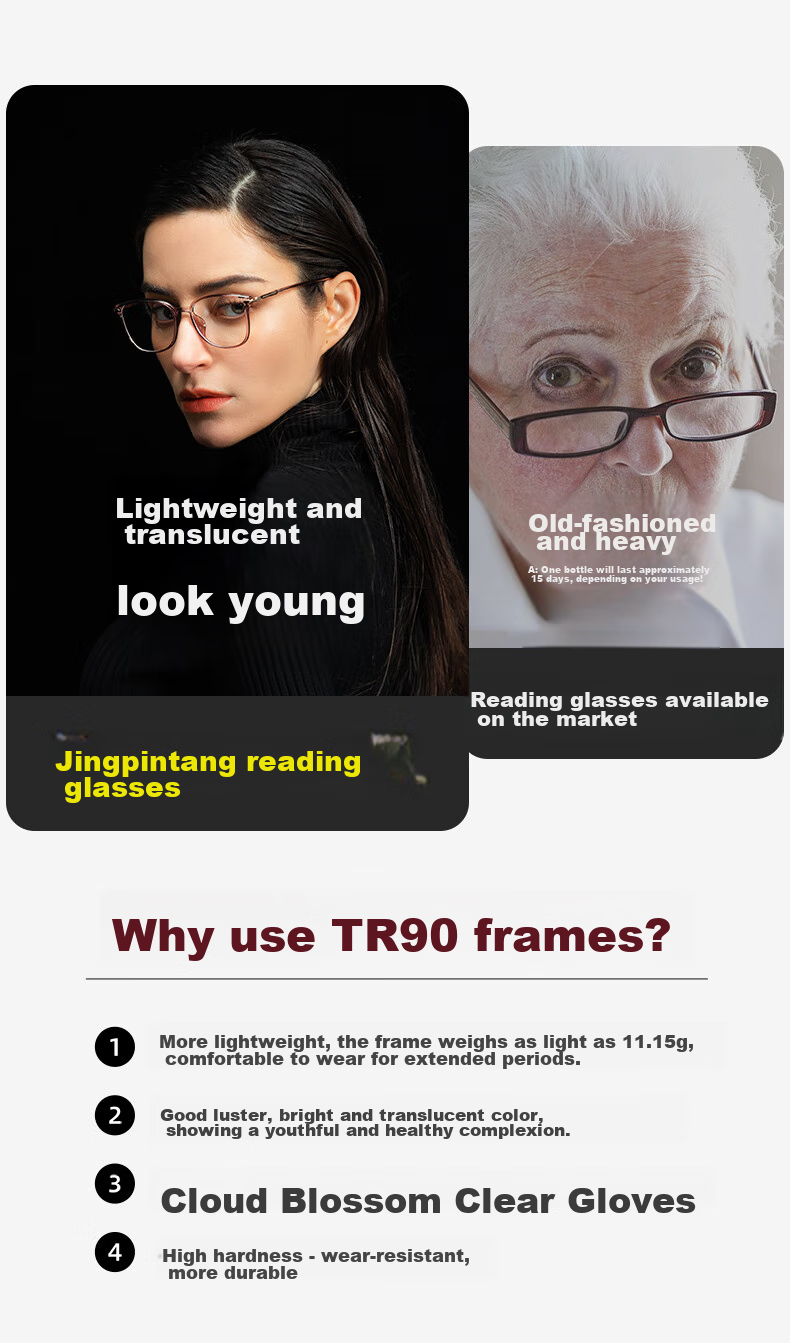 Jingpintang Reading Glasses for Women, Japanese Imported Fashionable Round Frame High-Definition Anti-Blue Light Eye Protection Glasses, Authentic Product from JD.com, 2.5 Diopters 4