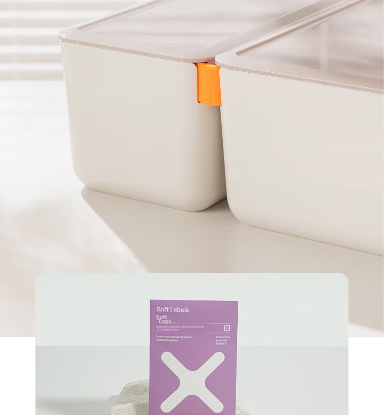 Deli Xdomo Series Storage Box with Lid, Office Desk Makeup Organizer with Silicone Clasp, Green Medium Size XDM12 9