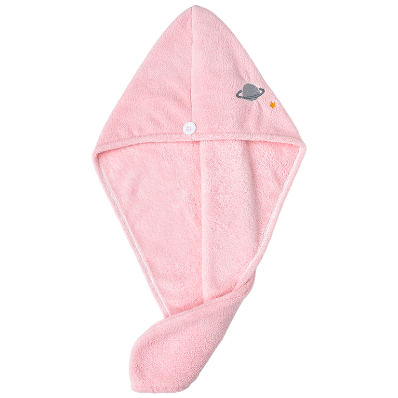 Grace Embroidered Quick-Dry Hair Towel, Cute, Soft, Highly Absorbent, Head Wrap for Women, Pink