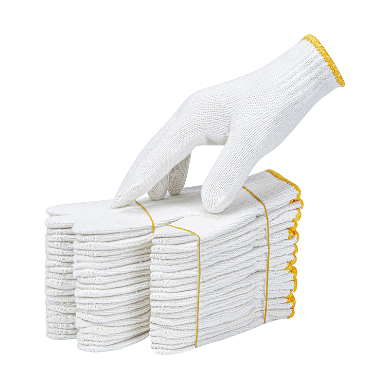 Gongpinxing Cotton Work Gloves, Industrial Grade, Breathable, Non-Slip, Wear-Resistant, Yellow Edge, 30 Pairs