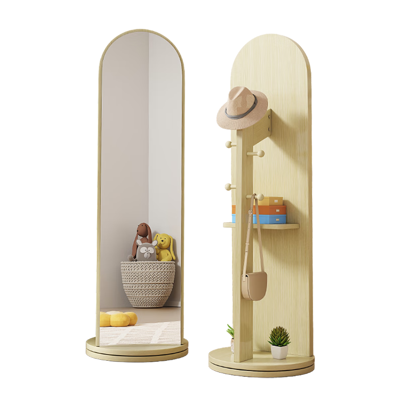 Chibailun Full-Length Mirror, Floor Mirror for Bedroom, Multifunctional Rotating Mirror with Clothes Hanger, Dressing Mirror