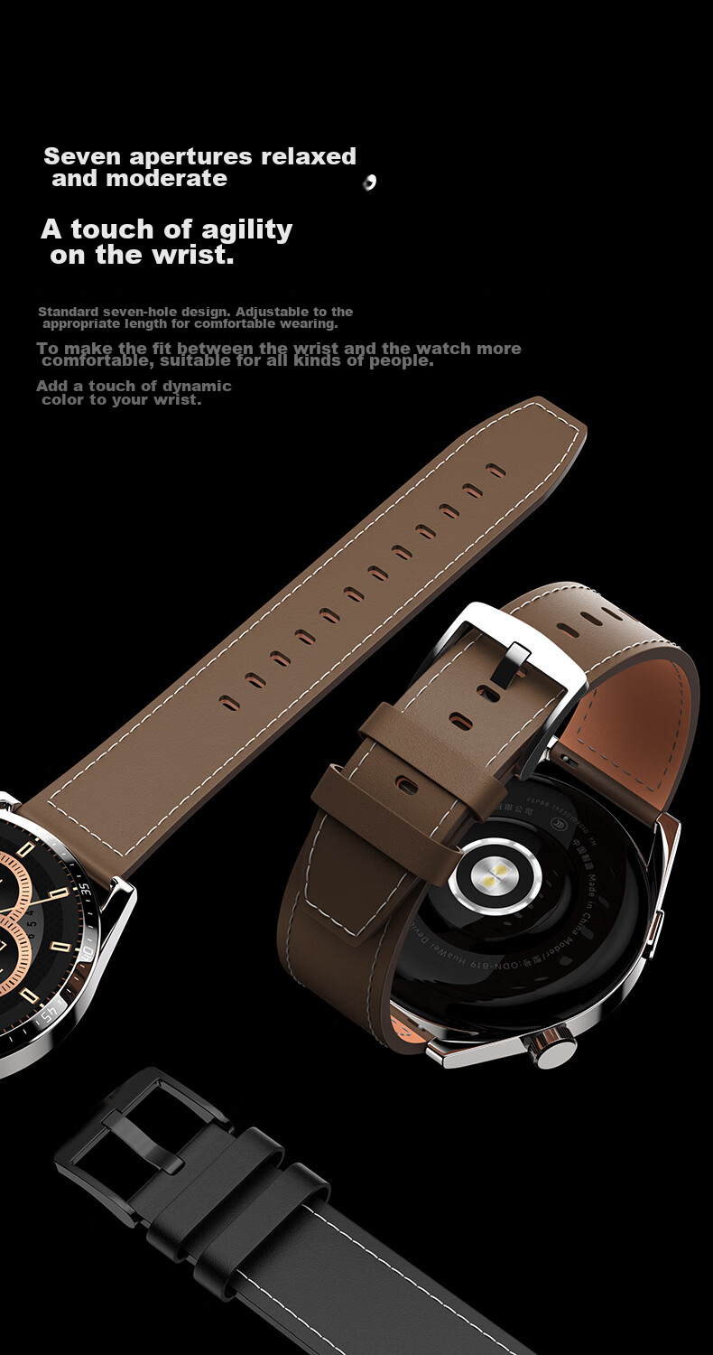 CangHua Leather Watch Strap Compatible with OPPO Watch X3/X2/X/XS/S2/4 Pro, OnePlus Watch 2, Small Calfskin Fashion Band, Brow 16