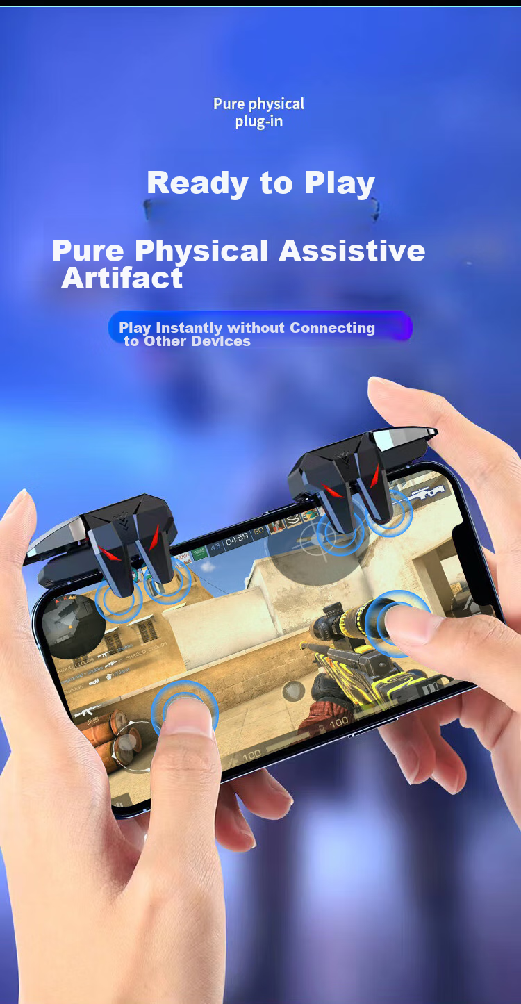 KOVOL PUBG Gadget Six-Finger Mobile Game Physical Mechanical Button Assistant Non-Automatic Gun Pressing Game Peripheral Continuous Firing Shoulder Button for Apple Android And Peace Elite Delta 10