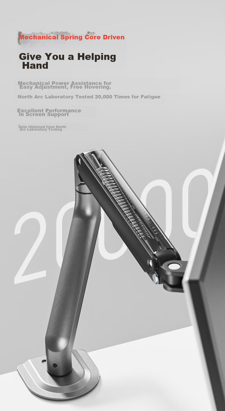 Brateck Beihu Laptop Stand, Mechanical Arm, Monitor Stand, Laptop Computer Desktop Clamp Base, Screen Riser And Heightening Bracket, E350 Gray + APE40 8