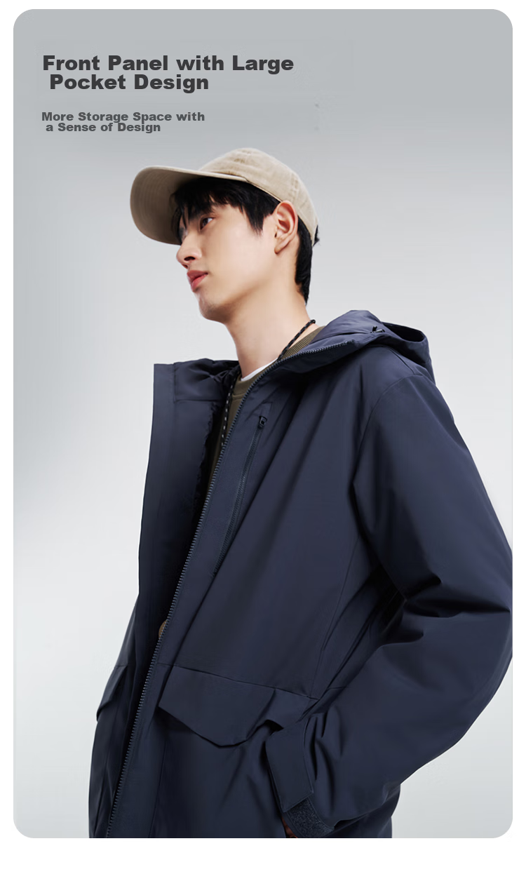 JD Original [Zhi Nuan Yi] Men's Jacket, Thickened Winter Water-Repellent Casual Clothing Padded Coat, Khaki Color, Size M 8