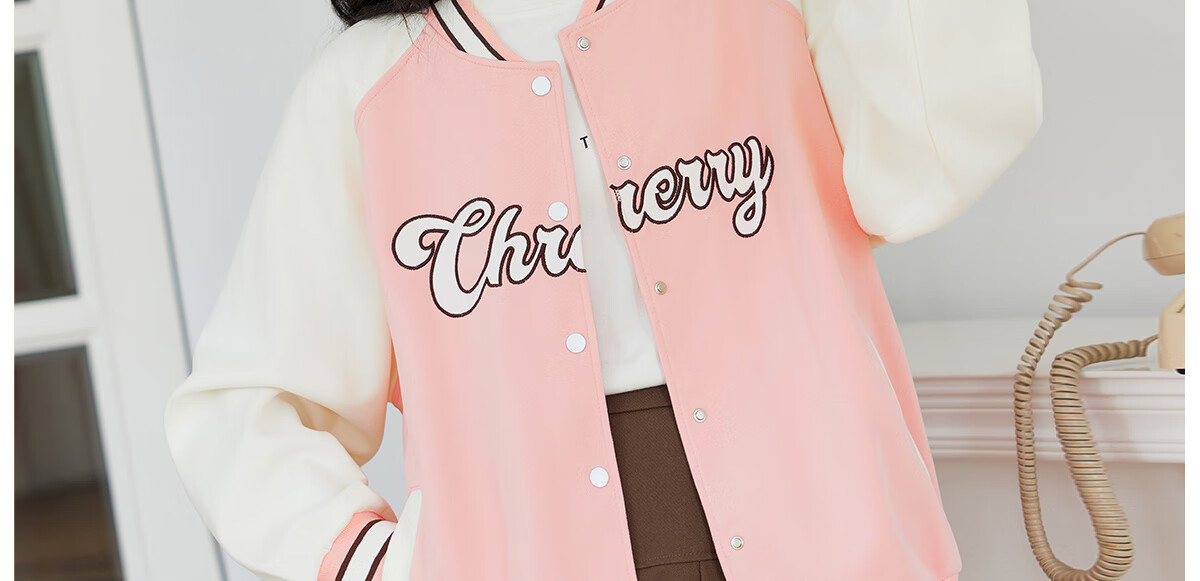 Halo Queen Women's Sweatshirt Jacket, Spring And Autumn Letter Baseball Shirt, Fashionable Casual Sports Top, New Product H143U2001 61
