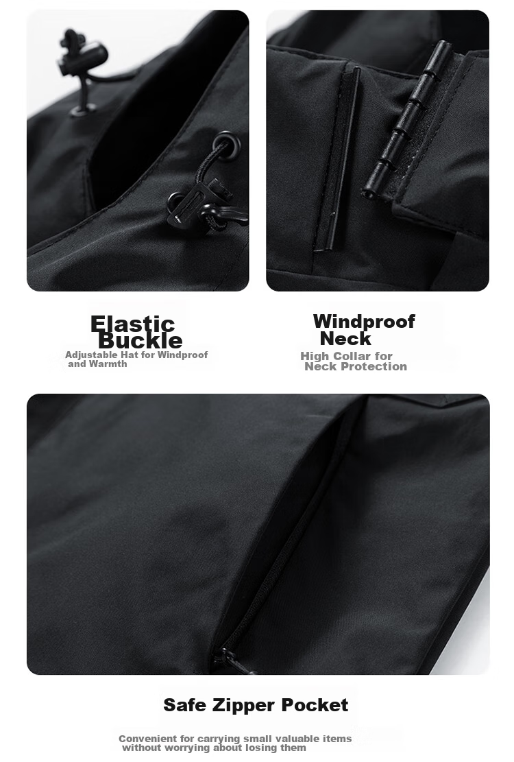 ROMON Men's Trendy Spring Hooded Jacket, Breathable Casual Business Coat for Young Professionals, E29 Black 3XL 14