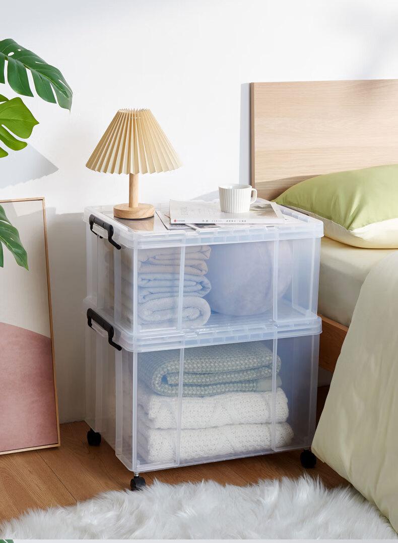 TENMA Plastic Clothing Storage Box, Car Storage Box 45 Liters, Transparent Lox Organizer Box 530L 13