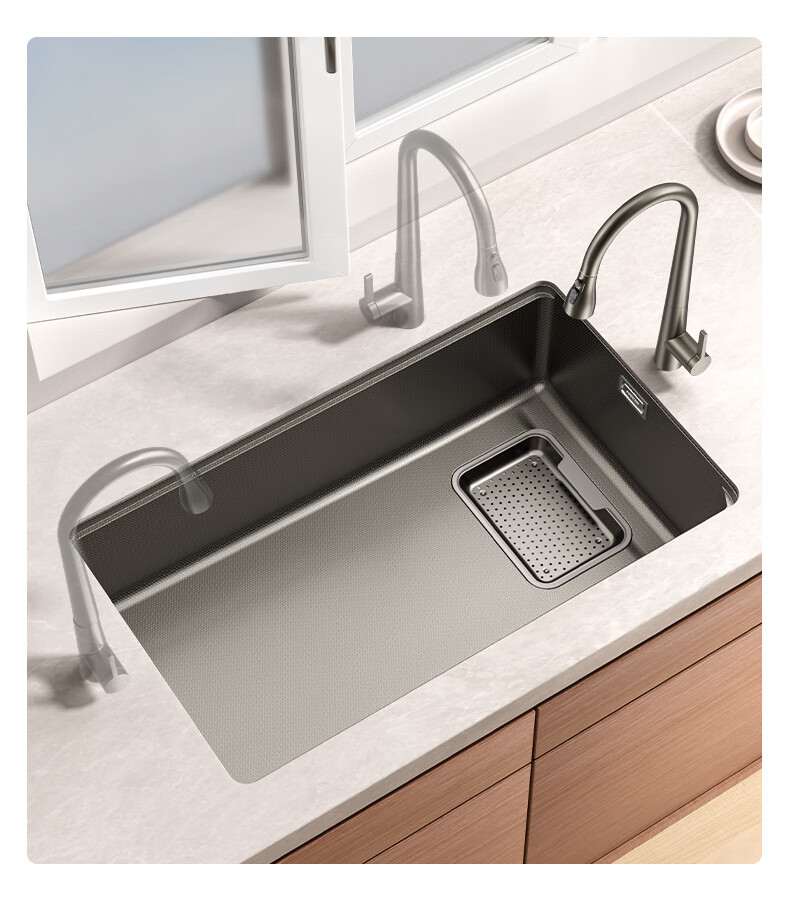 ARROW Kitchen Sink, Large Single Basin, Nano Textured, 304 Stainless Steel, Vegetable Washing Basin, Dishwashing Basin, Undermount Basi 23