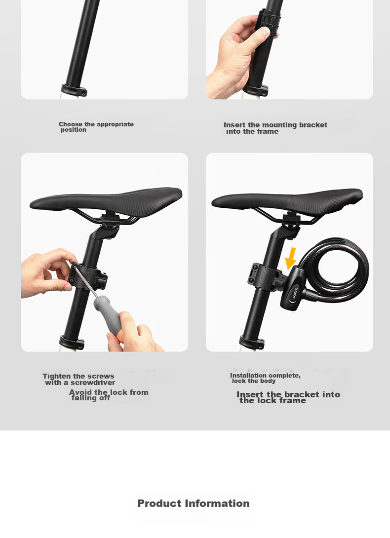 Deli Bicycle Lock, Mountain Bike Lock, Steel Cable Anti-Theft Lock, Portable Cycling Lock, Bicycle Accessories, Cycling Equipment, 1.2 Meters 12