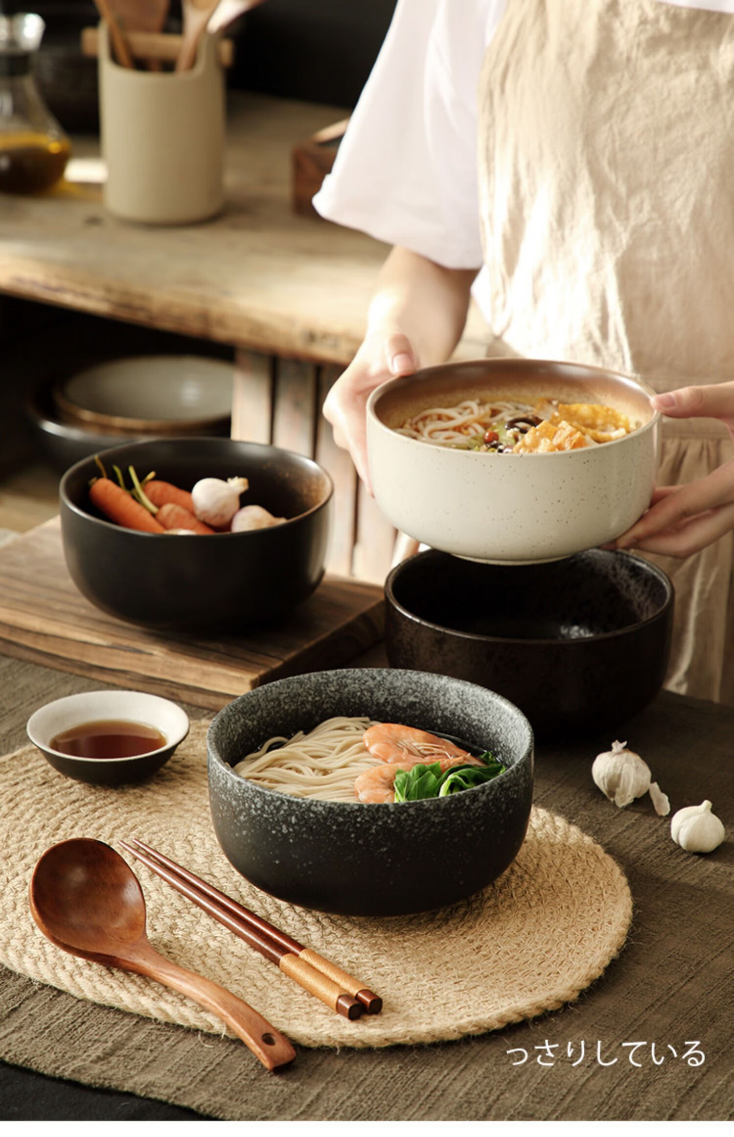 PINYU Japanese-Style Ramen Bowl, Tableware Noodle Bowl, Large Home Use Bowl for Noodles And Soup, Heat-Resistant Ceramic Soup And Noodle Bowl [White] 1
