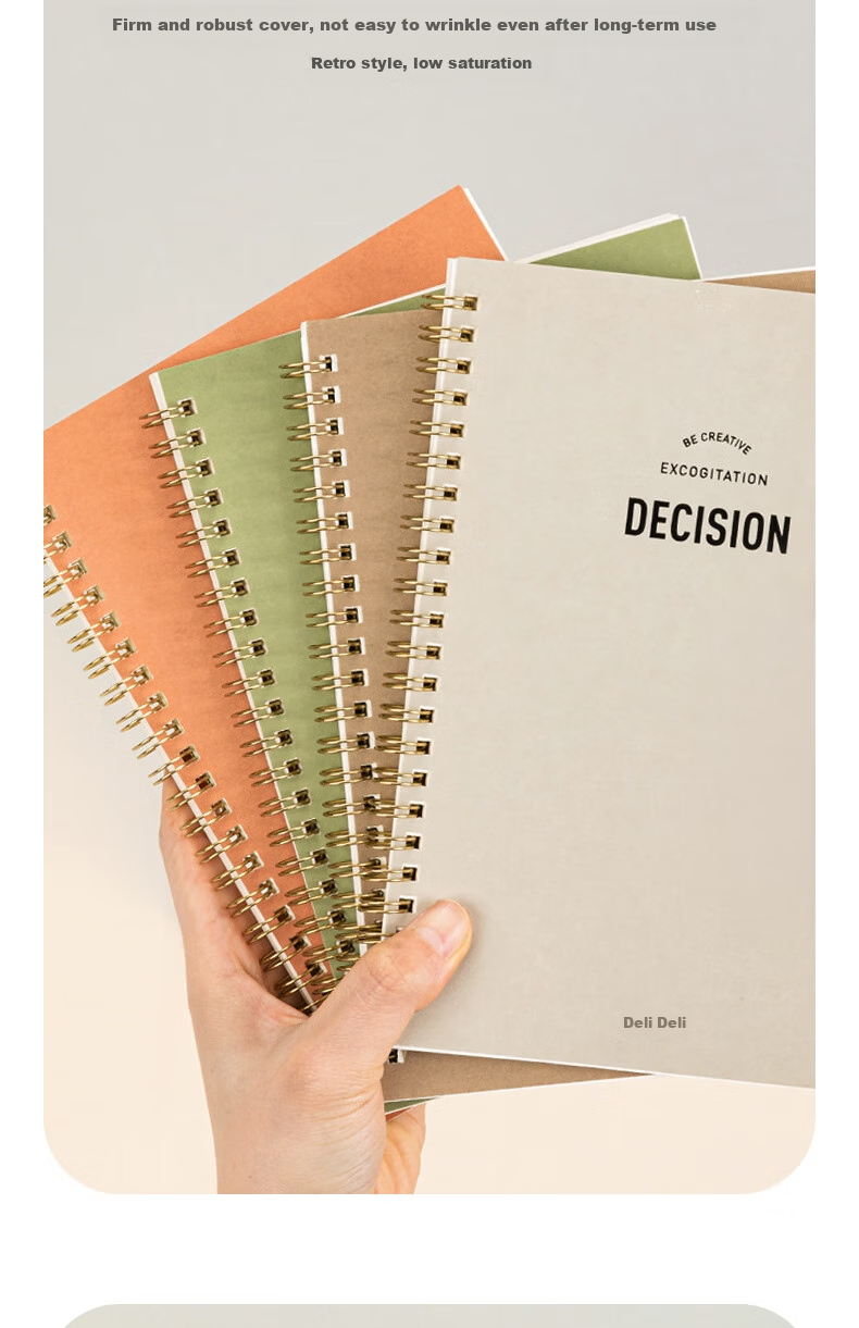 Deli 4 A5 Notebooks / 60 Sheets Simple Retro Series Spiral Notebooks, Spiral-Bound Notebooks, Journal, Error Correction Book, Student Exam Preparation LA560 4