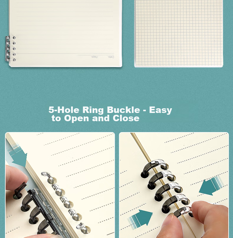 Wengu Loose-Leaf Notebook, Back-To Student Stationery, B5 Size, 60 Sheets, Non-Slip Spiral Binding, Detachable Pages, Simple Ins Style for Primary And Middle School Students, Grid Paper for Exam Preparation And Note-Taking 10