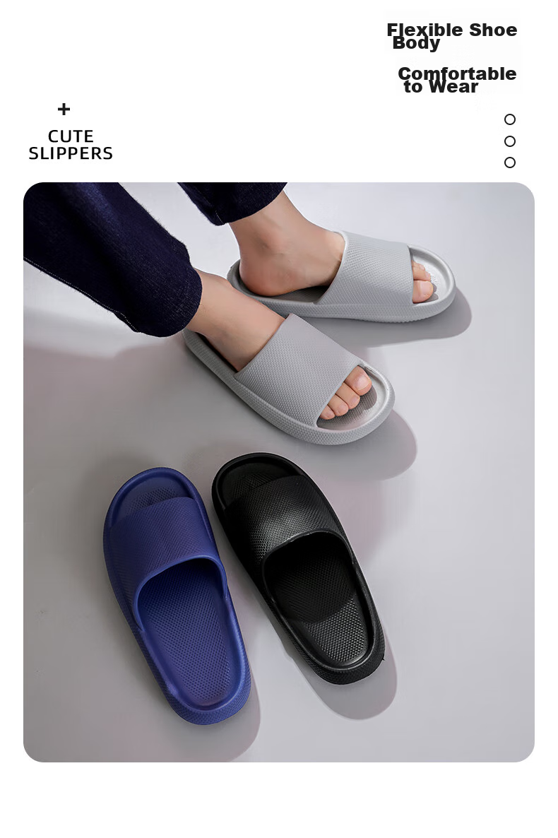 GUOLUOFEI 2025 New Thick-Soled Couple Slippers, Home Indoor Slippers with Squishy Feel, Women's Sandals, Gray, Size 36-37 4