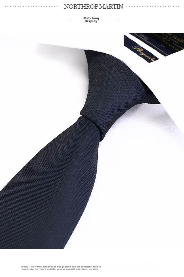 NORTHROP MARTIN High-Quality Necktie for Men, Business Suit, Groom's Wedding Tie, Hand-Tied, Campus Style, Black And Blue, Gift for Middle School Students 2