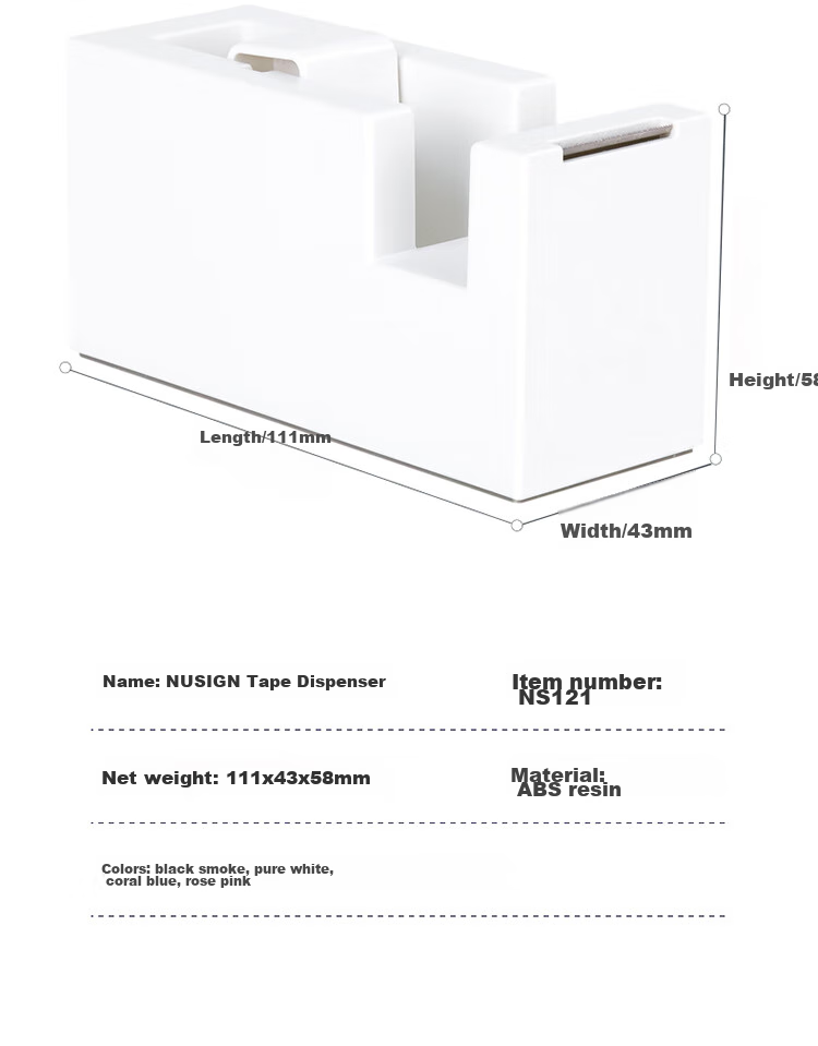 Deli Tape Dispenser, German Creative Design, Transparent Tape Cutter, Non-Slip Base, Smooth Cutting, for Office And Home Use, Ivory White NS121 12