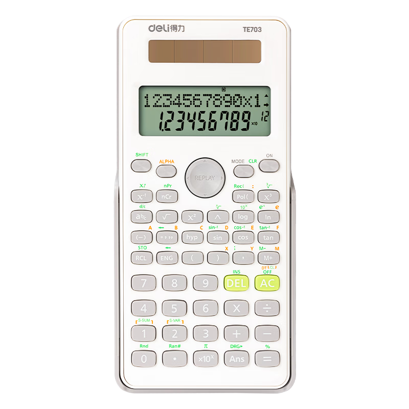 Deli Dual Power Scientific Calculator for Exams And Students, Multi-Functional Electronic Calculator for Middle And High School Students, CPA Exam Preparation, White TE703