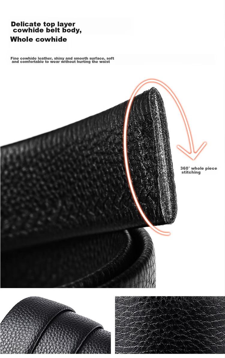Hush Puppies Leather Belt for Men with Automatic Buckle, Top-Grain Cowhide High-End Gift Box Birthday Present for Boyfriend 2