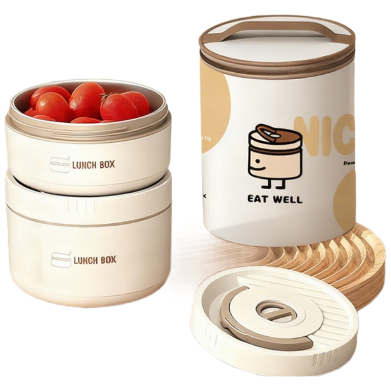 Baoshi Insulated Lunch Box Stainless Steel Bento Box for Office Workers and Students Microwave Double Layer with Insulation Bag