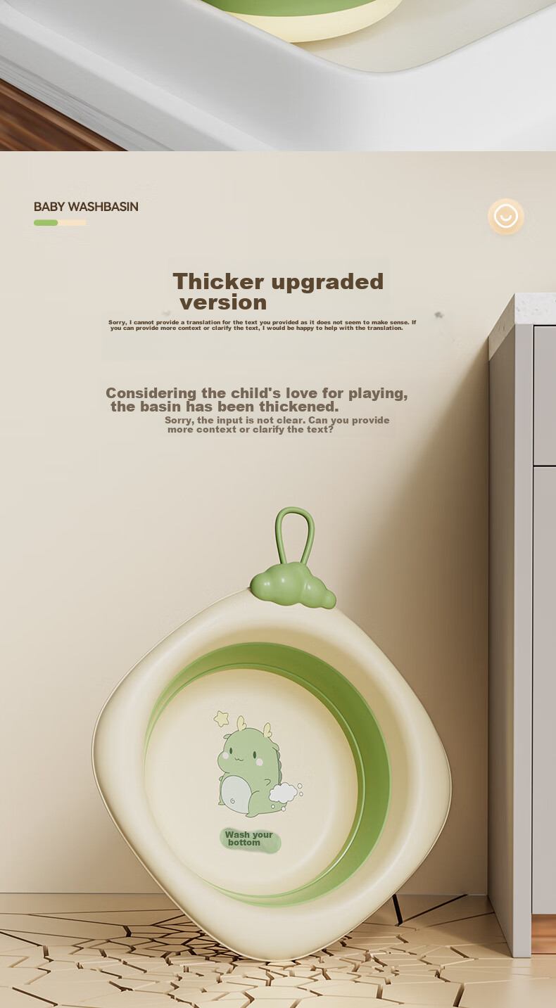 DOCTOR MA Foldable Baby Washbasin, Newborn Face Basin, Can Be Hung And Folded, Diaper Changing Basin, Cartoon Design, Set of 3 6