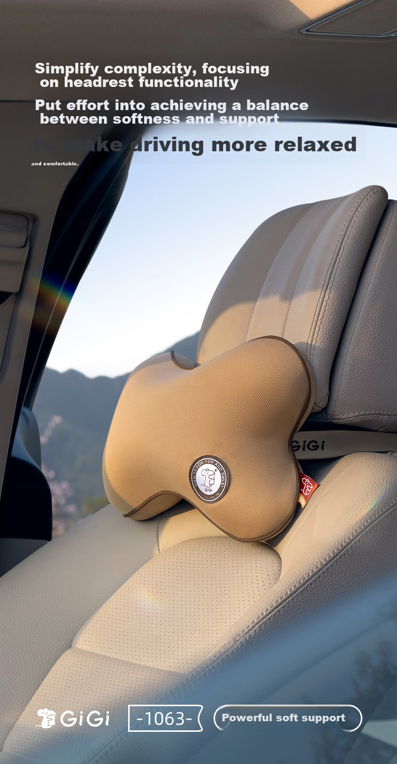 GiGi Car Headrest, G-1063 Space Memory Foam Bone Pillow, Vehicle Neck Pillow, Headrest, Apricot Color 1