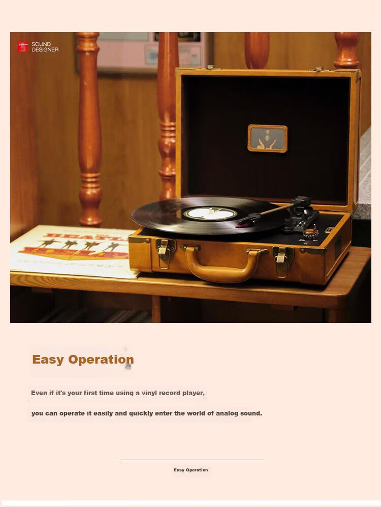 Wu Brand Vinyl Record Player, Bluetooth Speaker And Turntable Combo, Portable Retro LP Phonograph, Graduation Gift, 1900mini Classical Gree 8