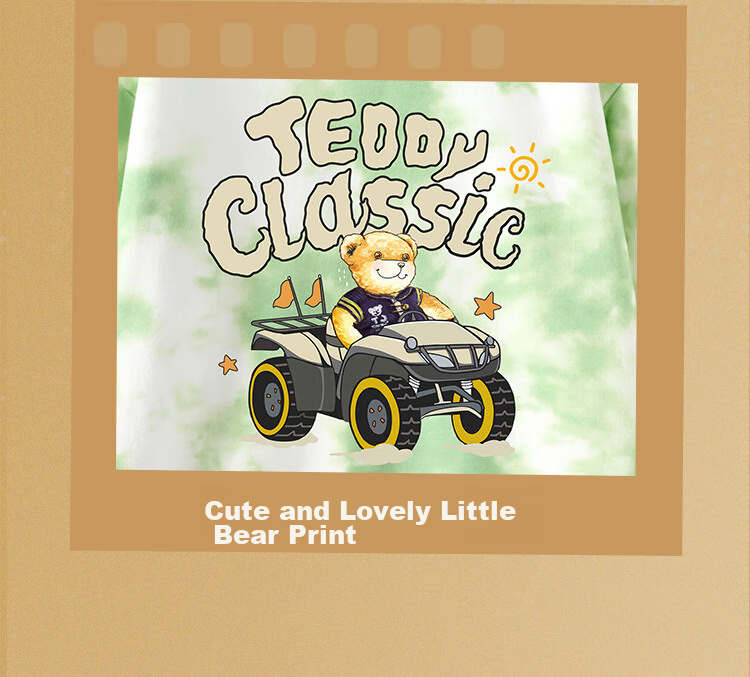 Classic Teddy Boys' Sweatshirt, Casual Undershirt for Older Children, Autumn Wear with Tie-Dye Design, Gray, Size 90 4