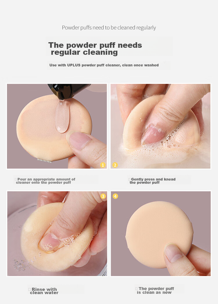 UPLUS Silky Double-Sided Air Cushion Powder Puff Foundation Liquid Powder Puff 2 Pieces, Marshmallow Powder Puff for Dry And Wet Use, No Powder Absorptio 9