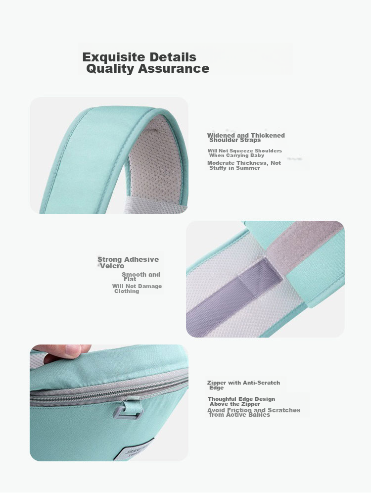 Aibaoshi Baby Carrier Waist Stool, Front And Cross-Carrier Style, Multifunctional, Breathable, Thin, with Head Protection, Detachable, M181 Mint Gree 15