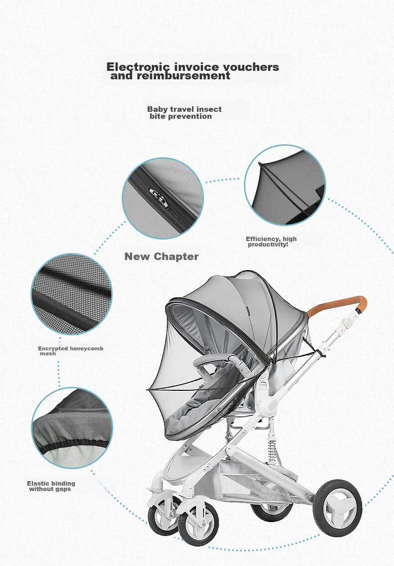 Nanjiren Baby Stroller Mosquito Net, Full Coverage Universal Enlarged Baby Anti-Mosquito Cover, Children's Mesh Sunshade, Small Stroller Anti-Mosquito Net 3