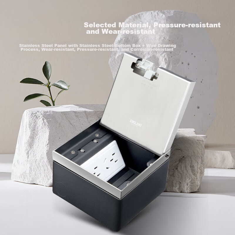 DELIXI Switch Socket, Recessed Marble Floor Socket, Hidden Ceramic Tile Floor Socket, Solid Wood Floor Socket, Flat Double Five-Hole
