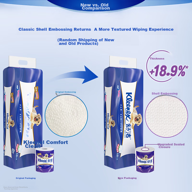 Kleenex Kleenex Soft Pure White Printed Core Roll Toilet Paper, 3-Ply, 210 Sheets, 10 Rolls