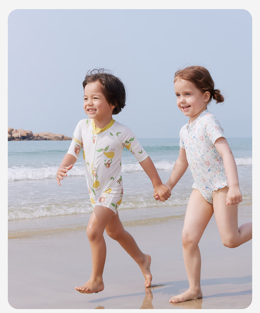 YEEHOO Children's One-Piece Swimsuit, Short-Sleeve Swimwear for Boys And Girls, Hot Spring Bathing Suit, Summer Sun Protection Swimwear, UPF50+ 25