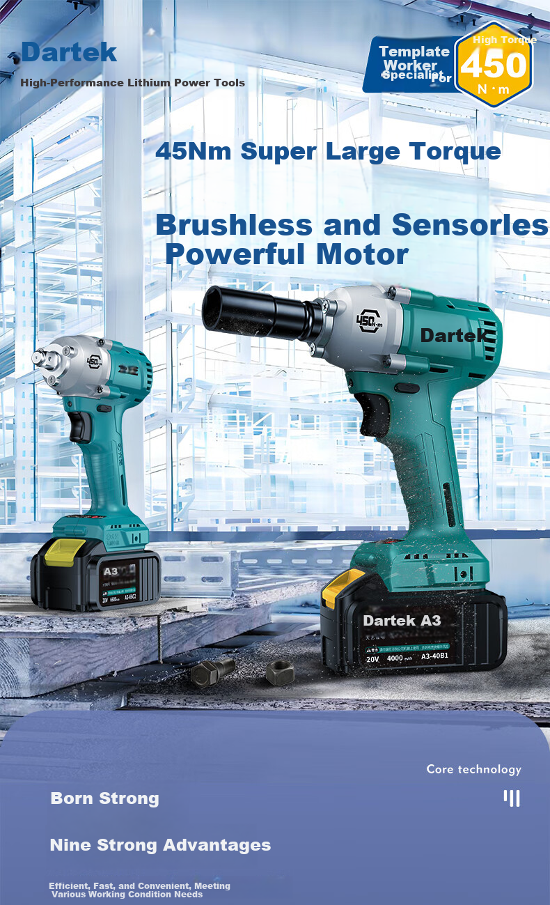 Dayi Electric Wrench A3 Lithium Battery Electric Wrench Brushless Rechargeable Impact Wrench 6802G Power Tool 1
