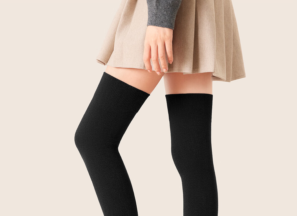 Mianzhuwu Knee-High Stockings for Women, Anti-Slip Thigh Slimming High Tube Socks for Autumn And Winter, 1 Pair 24