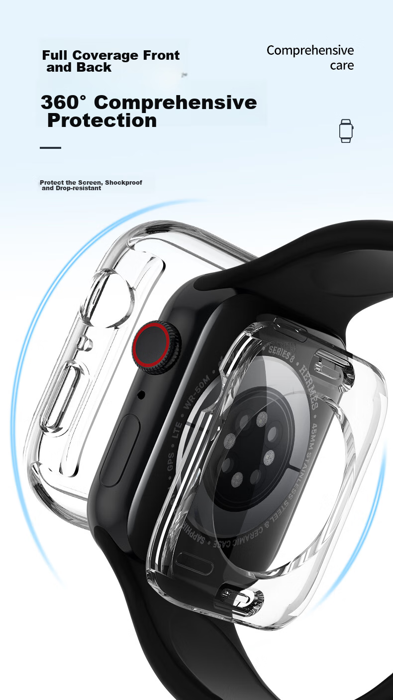 Binghong Compatible with Apple Watch SE 3 Case, Apple Watch SE 2 1 IWatch S6 S5 S4 Case, Hollow TPU - Transparent Color 44mm 3