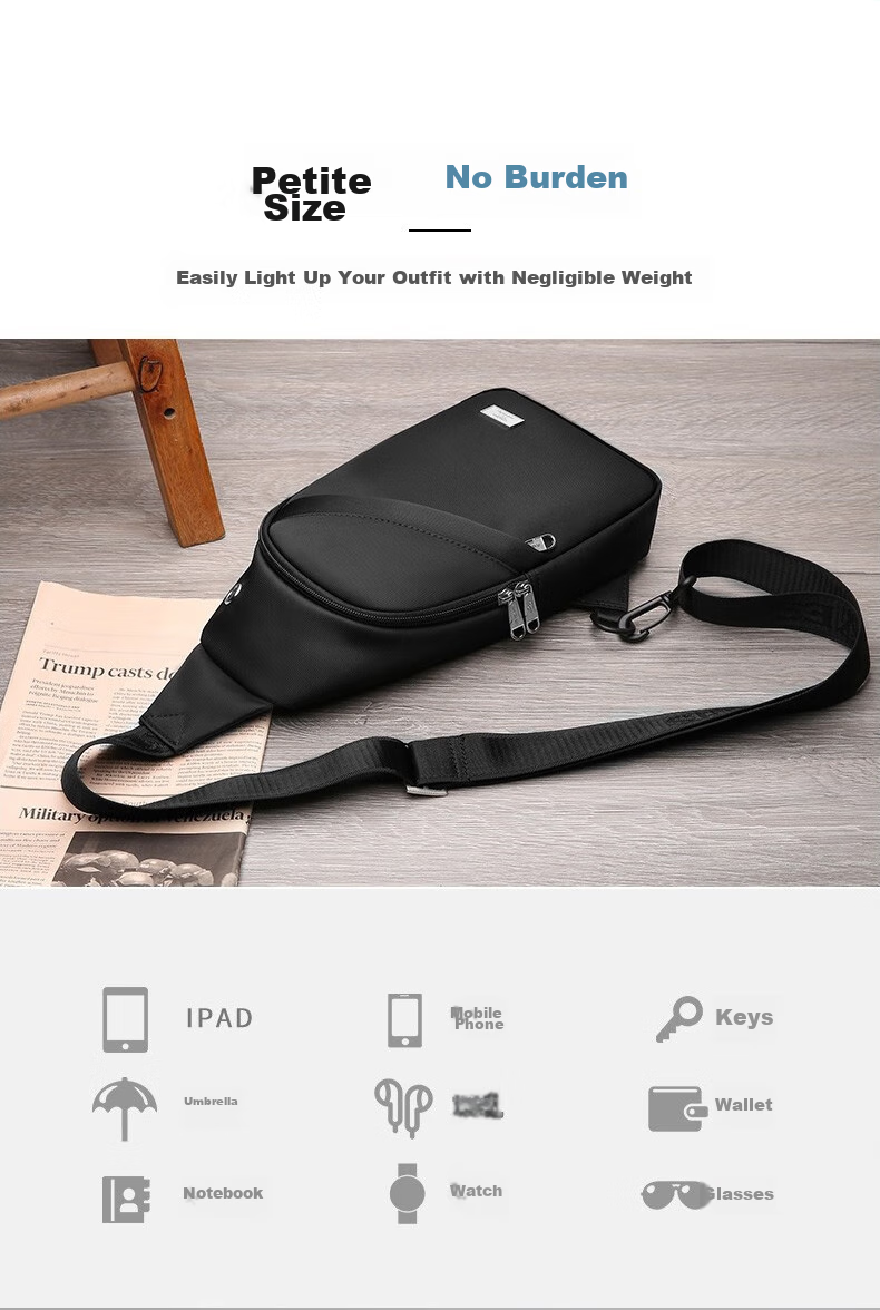 SEPTWOLVES Men's Crossbody Bag, Chest Pack, Shoulder Bag, Portable Backpack for Commuting, Phone Pouch, Trendy Casual Sports Travel Bag 3