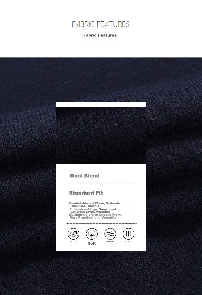 YOUNGOR [100% Wool] Autumn And Winter Men's Warm Business Casual Round Neck Sweater VYQW639994FYA, Navy Blue, S 2
