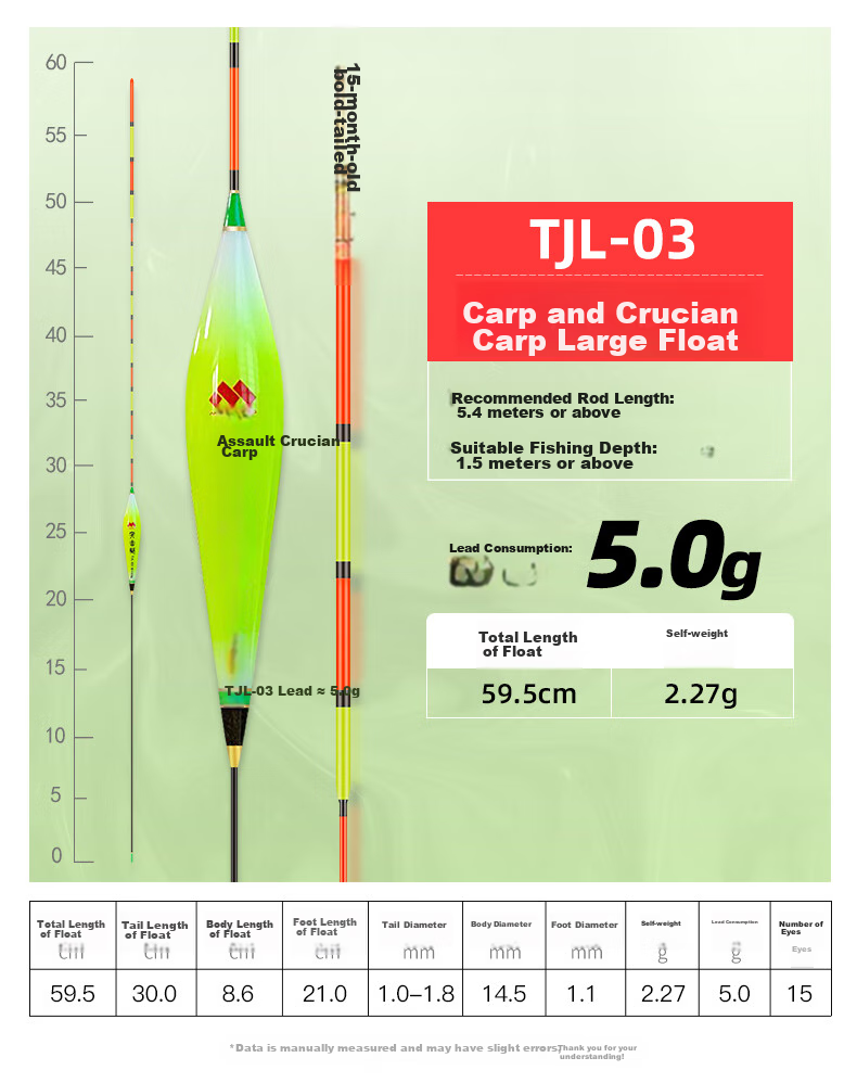 Menggong Assault Carp Float, Highly Sensitive Wild Fishing Float, Carp And Bighead Carp Float, Eye-Catching Thickened Windproof And Wave-Resistant Carp Float for Wild Fishing 03 9