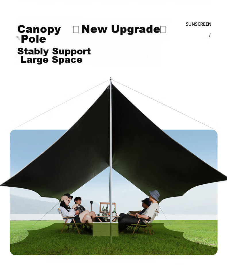 CAMEL Titanium Black Vinyl Canopy Tent, Outdoor Camping Equipment, Picnic Sunshade, Rainproof, Shade Cloth, 133CA6B015 10