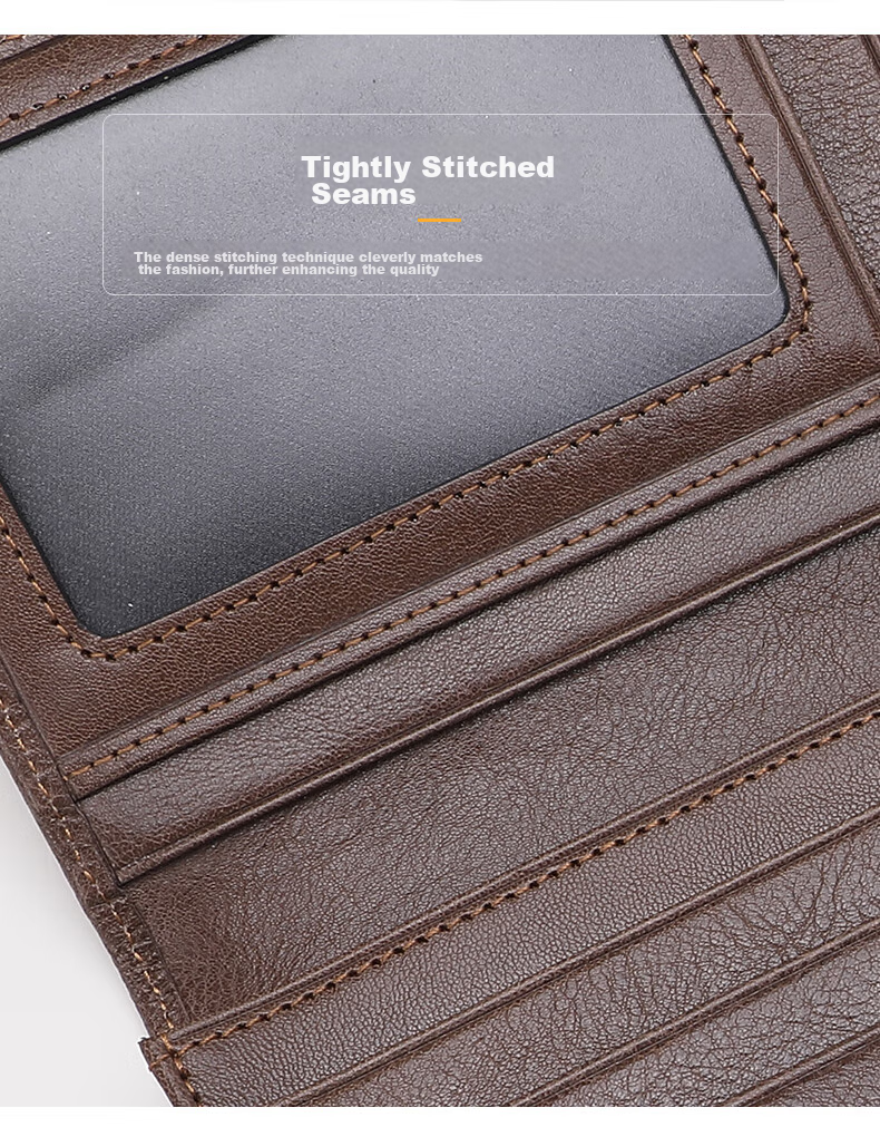 ELLE HOMME Men's Long Wallet, Top-Grain Leather Multifunctional Card Holder, Vertical Style Money Clip 0512, Birthday Gift for Me 4