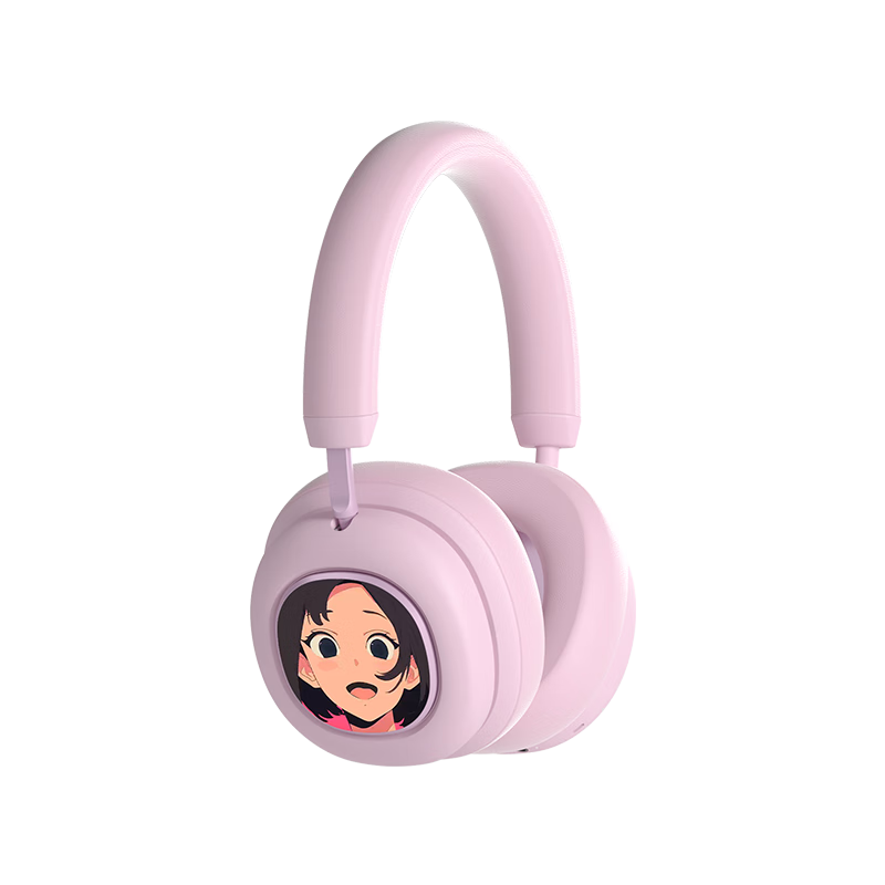 MORRORART VWS X1 Wireless Bluetooth Headphones with Active Noise Cancellation, Touch Screen, Long Battery Life, Birthday Gift, Compatible with Apple And Huawei, Standard Single-Screen Version, Morgan Pink