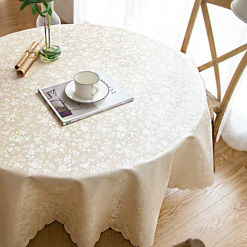 Jingxun Round Waterproof And Oil-Proof Tablecloth for Dining Tables And Restaurants, Large Round Table Cover, Diameter 180cm